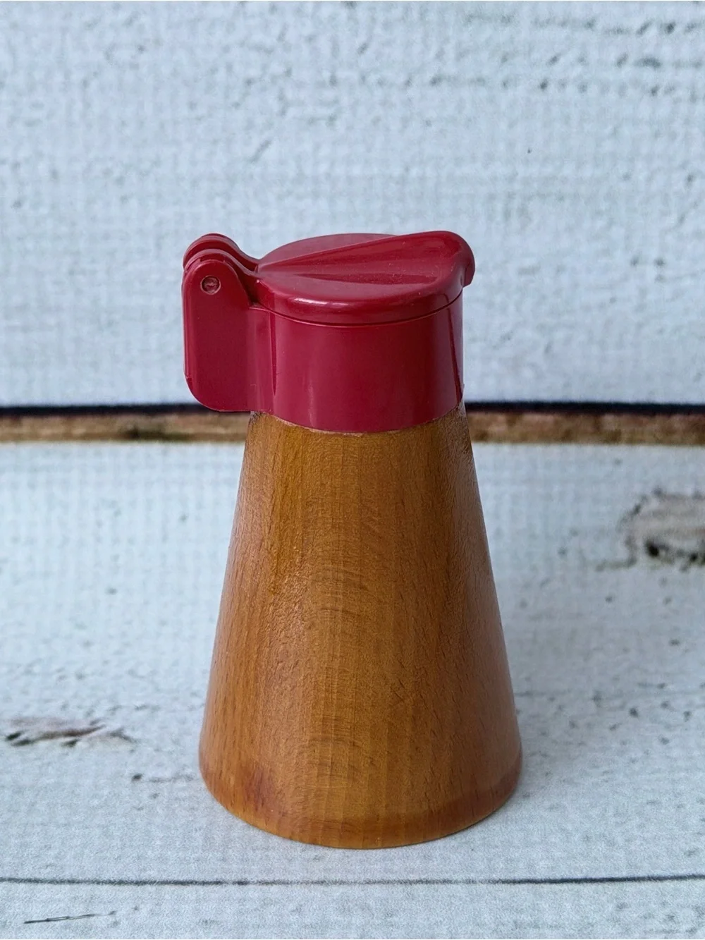 Red Topped Wooden Salt or Pepper Shaker